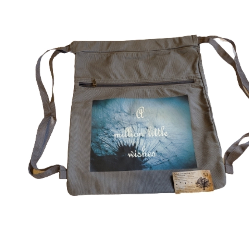 Backpack/Drawstring Bag, cotton, gray.